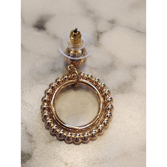 Gloria Vanderbilt Gold-Tone Beaded Double Circle Drop Earrings - Picture 5 of 5